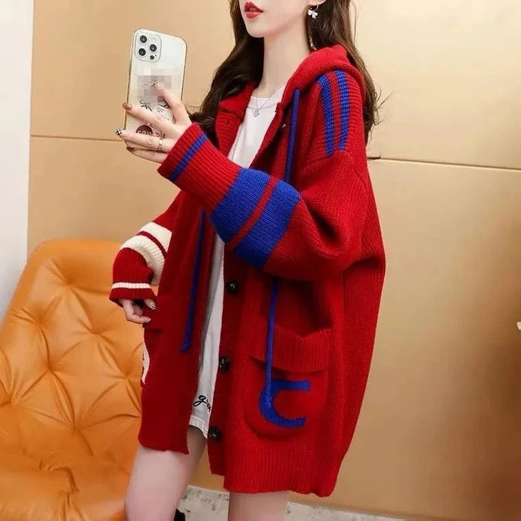 Wholesale 2024 autumn new arrival plus size loose fit batwing sleeve open front hoodies sweater coat