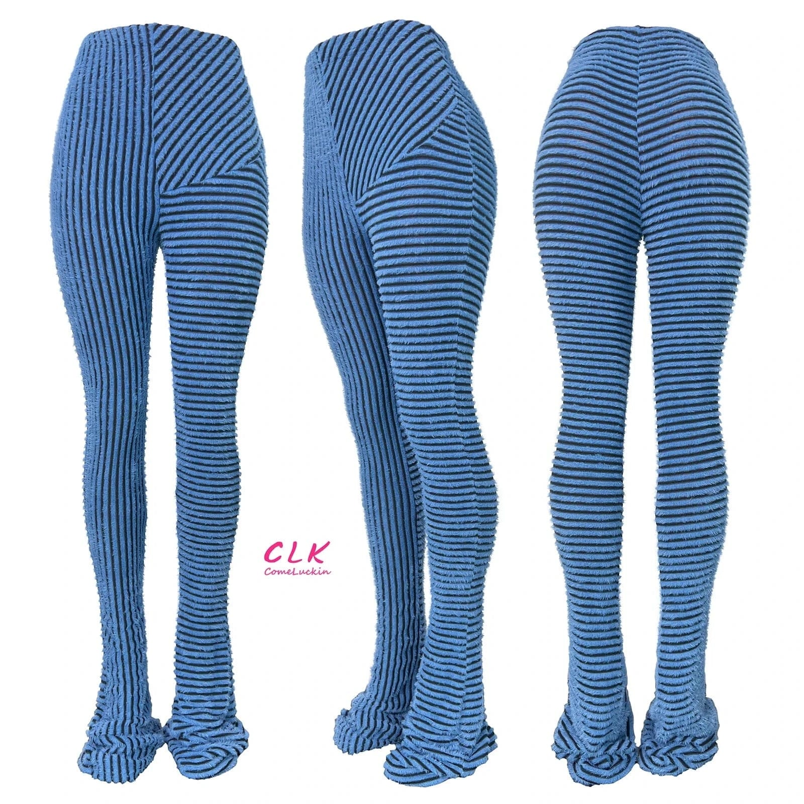 Wholesale 2024 Autumn New Arrival Women Stripe Long Pants Breathable High Waist Women Elastic Casual Pile Up Pants