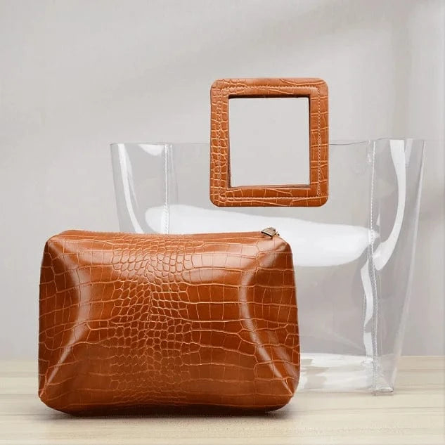 Wholesale 2024 Fashion Summer Lady Jelly Bag Jelly Transparent Handbags 2pcs Set Tote Purse For Women