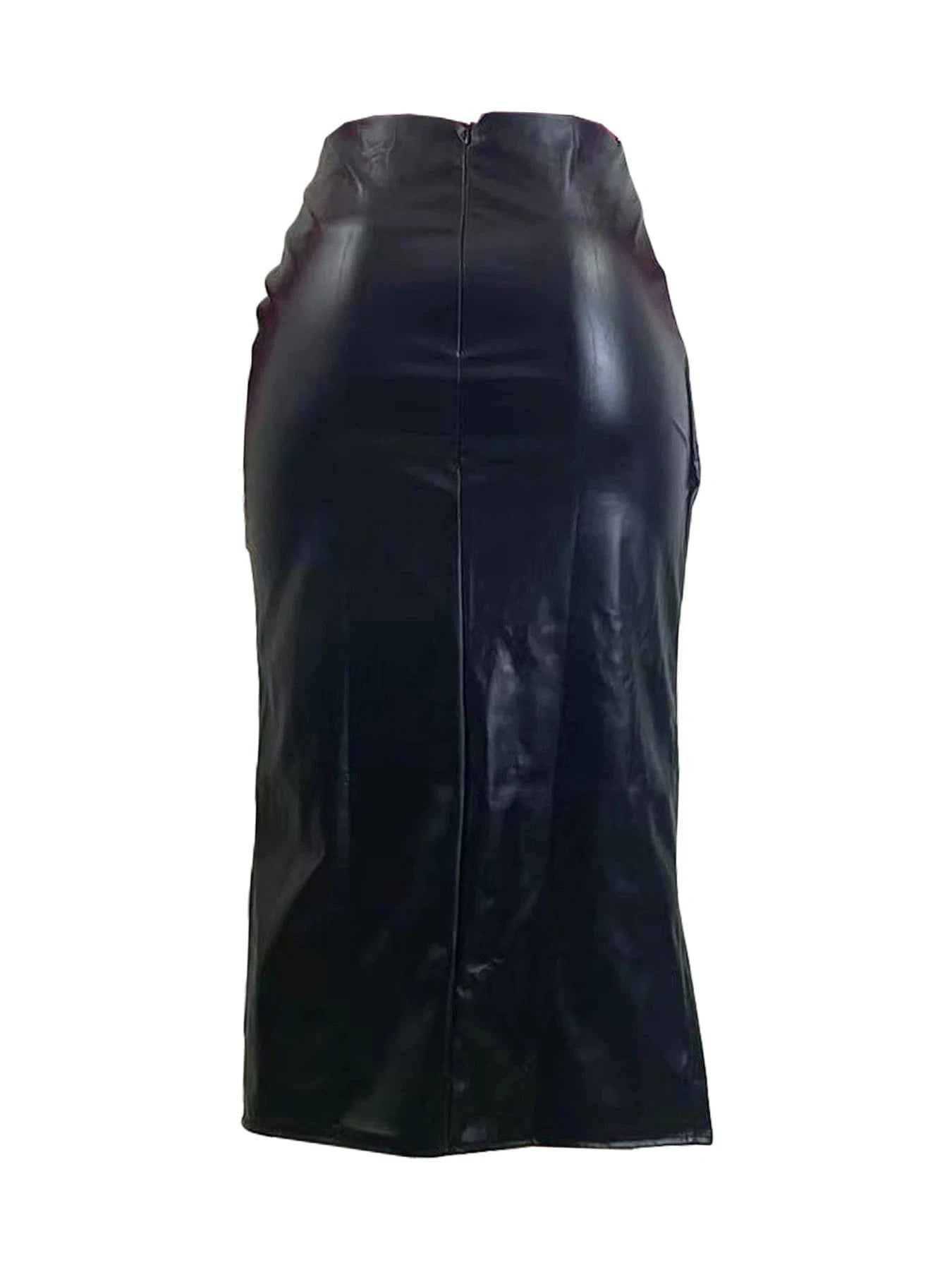 Wholesale 2024 New Arrivals Luxuruy PU Women Clothing High Waist Skirt Faux Leather Midi Skirts