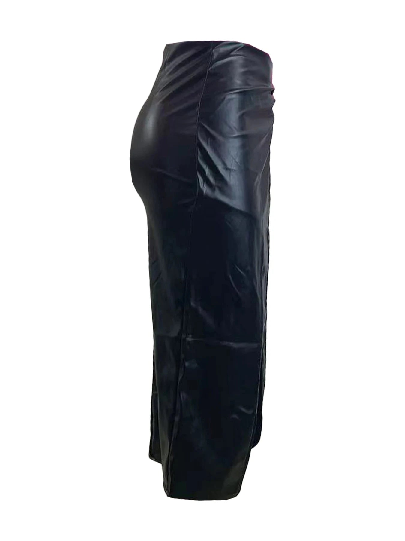 Wholesale 2024 New Arrivals Luxuruy PU Women Clothing High Waist Skirt Faux Leather Midi Skirts