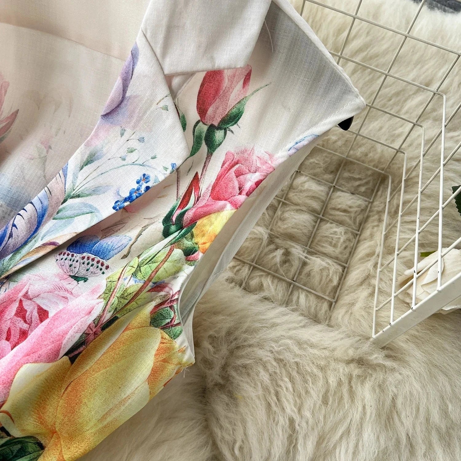 Wholesale 2024 Spring/summer Temperament Sleeveless Suit Collar Waist Single Breasted A-line Printed Women's Dresses