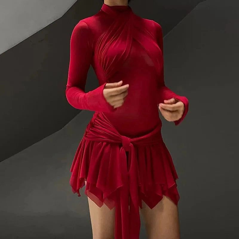 Wholesale 2024 spring trendy prom boutique elegant mesh fashion long sleeve dresses