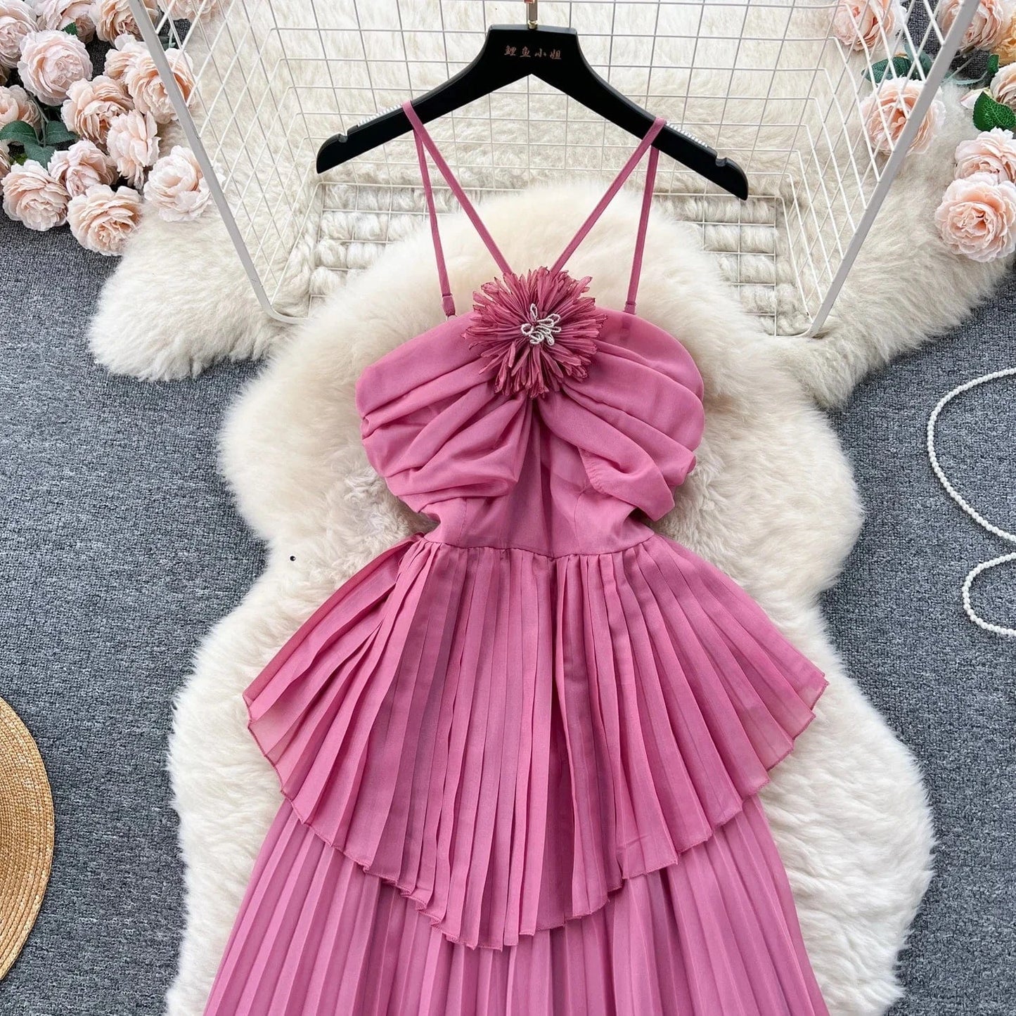 Wholesale 2024 Summer European And American Style Dress V-neck Waist Waist Slim Print A-line Large Swing Women's Dress