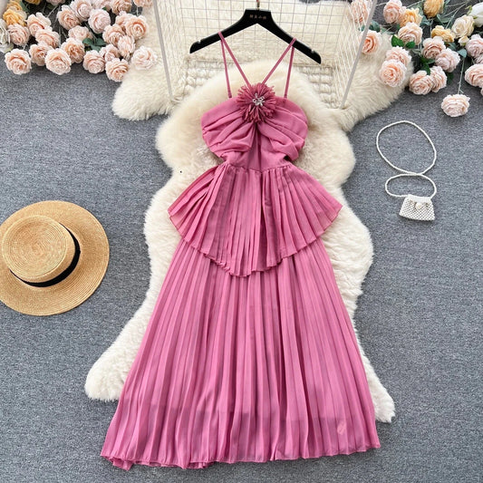 Wholesale 2024 Summer European And American Style Dress V-neck Waist Waist Slim Print A-line Large Swing Women's Dress