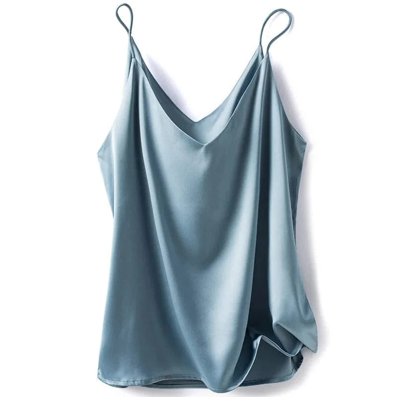 Wholesale 2024 Summer Wear Women's Sexy Satin Crop Top Spaghetti Strap Camisole Tops Vest Strap Tank Tops