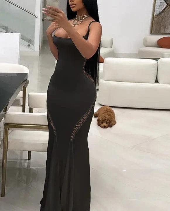 Wholesale 2024 Women's Clothing New Sexy Dress For Elegant Lady Low Neckline Slim Fit Suspender Hollowed Out Dress For Women
