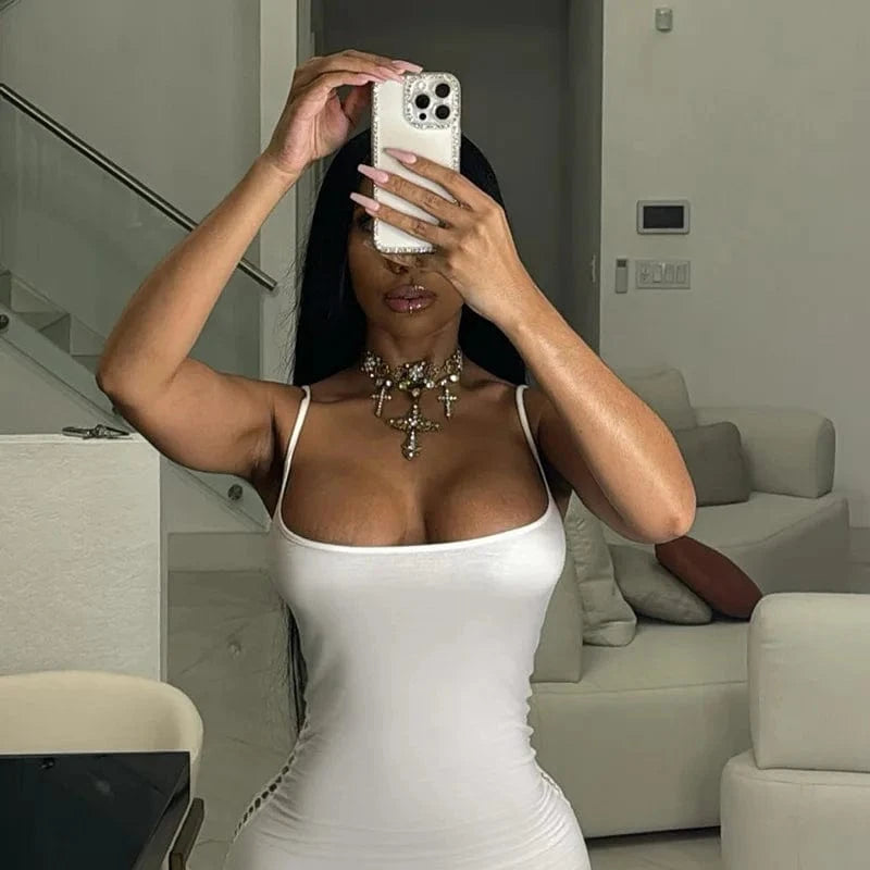 Wholesale 2024 Women's Clothing New Sexy Dress For Elegant Lady Low Neckline Slim Fit Suspender Hollowed Out Dress For Women
