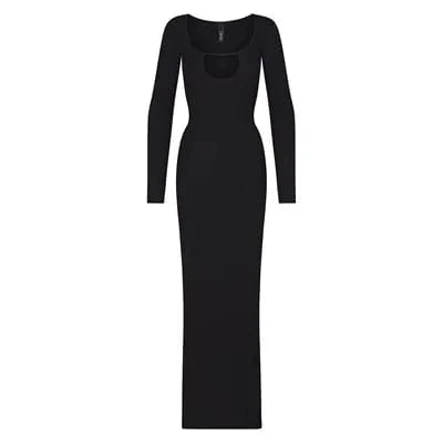 Wholesale 2024 Womens  sexy night dress maxi  a-line elegant bodycon dress autumn and winter  long black maxi dress