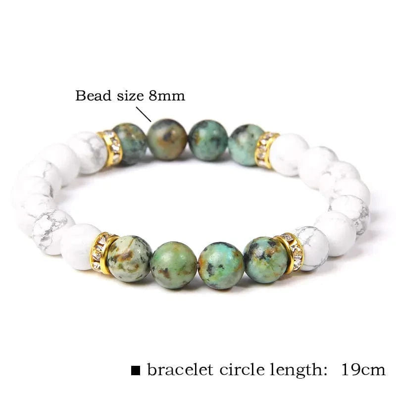 Wholesale Bohemia Fashion Jewelry Handmade 8MM Natural Howlite African Turquoise Stone Beads Bracelet