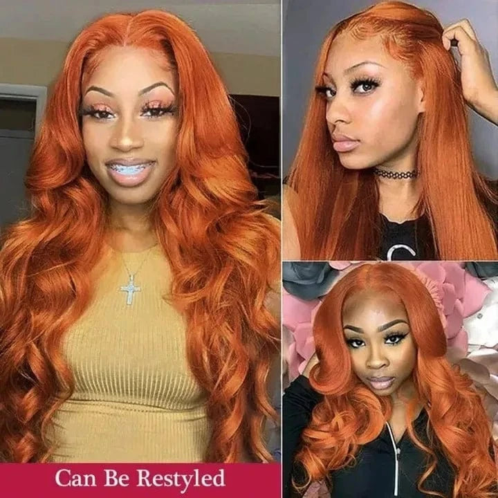 Wholesale Brazilian Human Hair Lace Front Wig Vendors Ginger Orange Color Deep Body Wave Swiss Lace Frontal Wigs For Black Women