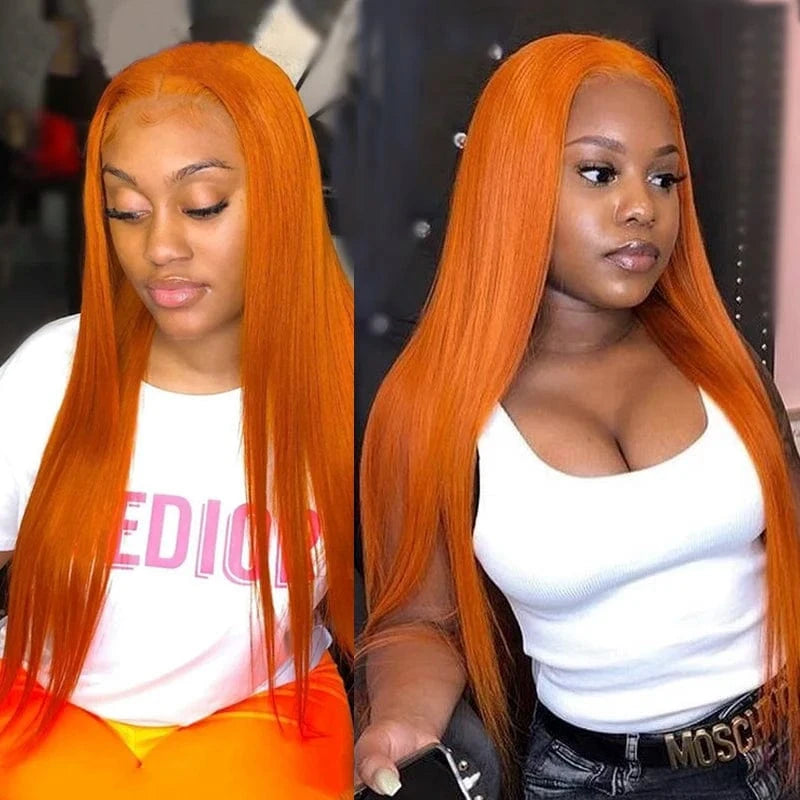 Wholesale Brazilian Human Hair Lace Front Wig Vendors Ginger Orange Color Deep Body Wave Swiss Lace Frontal Wigs For Black Women