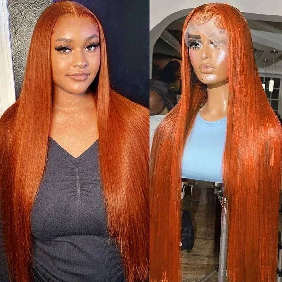 Wholesale Brazilian Human Hair Lace Front Wig Vendors Ginger Orange Color Deep Body Wave Swiss Lace Frontal Wigs For Black Women