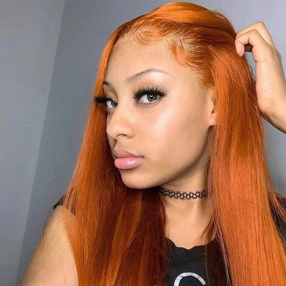 Wholesale Brazilian Human Hair Lace Front Wig Vendors Ginger Orange Color Deep Body Wave Swiss Lace Frontal Wigs For Black Women