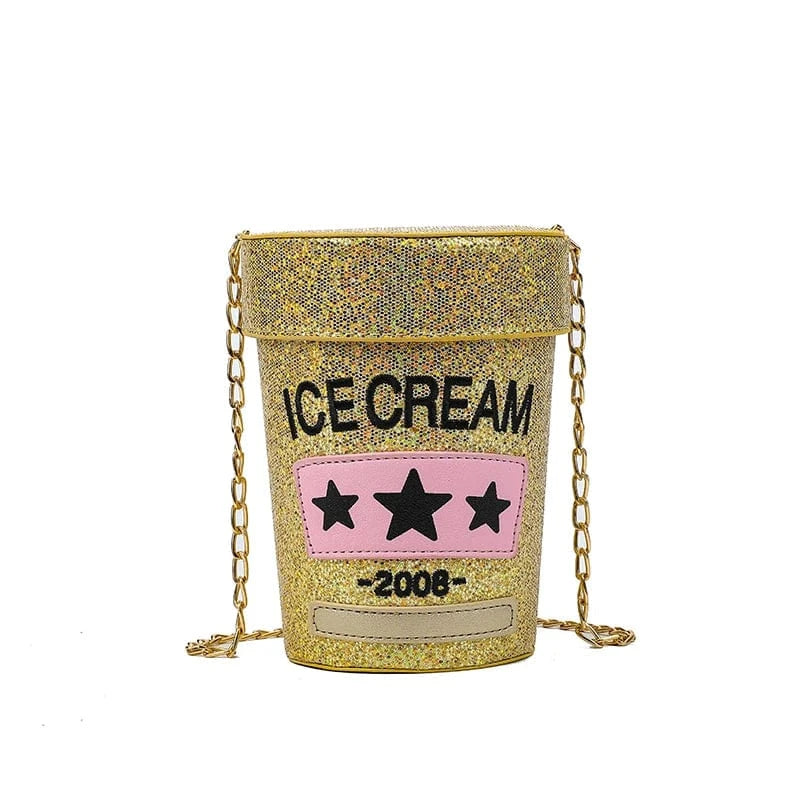 Wholesale Cartoon Ice Cream Crossbody Bags for Women 2023 Glitter Leather Fashion Novelty Purses and Handbags Female