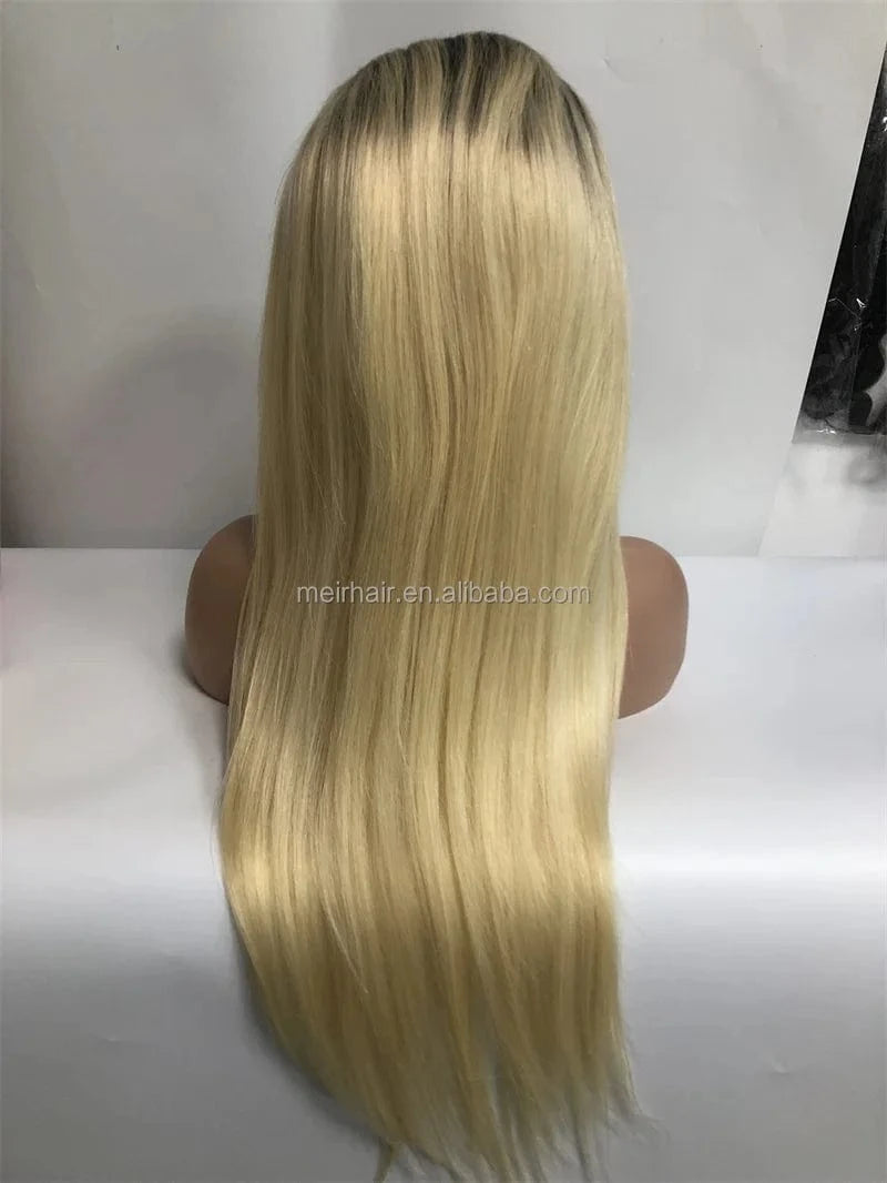 wholesale cheap deep water wave 30 inch ombre blonde frontal wig 613 human hair wig