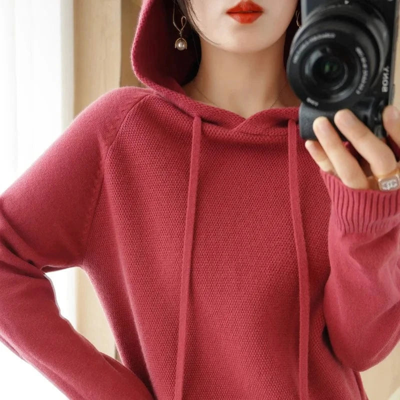 Wholesale Cheap Girls Knit Hoodie Sweater Pull Femme 2024 Womens Plus Size Loose Hooded Sweater Hoodies