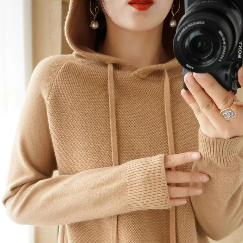 Wholesale Cheap Girls Knit Hoodie Sweater Pull Femme 2024 Womens Plus Size Loose Hooded Sweater Hoodies