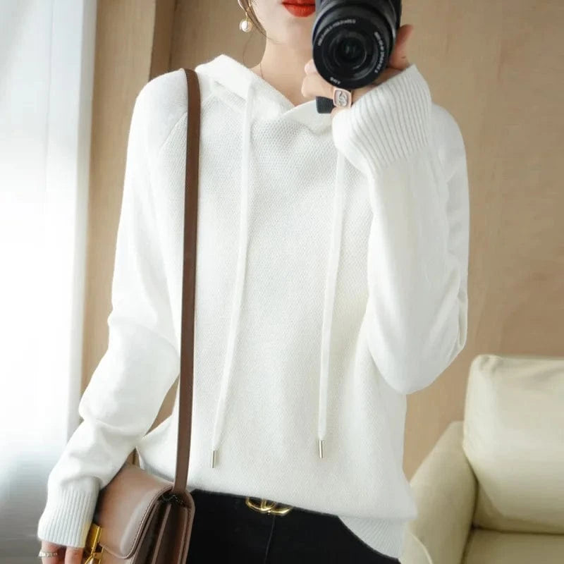 Wholesale Cheap Girls Knit Hoodie Sweater Pull Femme 2024 Womens Plus Size Loose Hooded Sweater Hoodies
