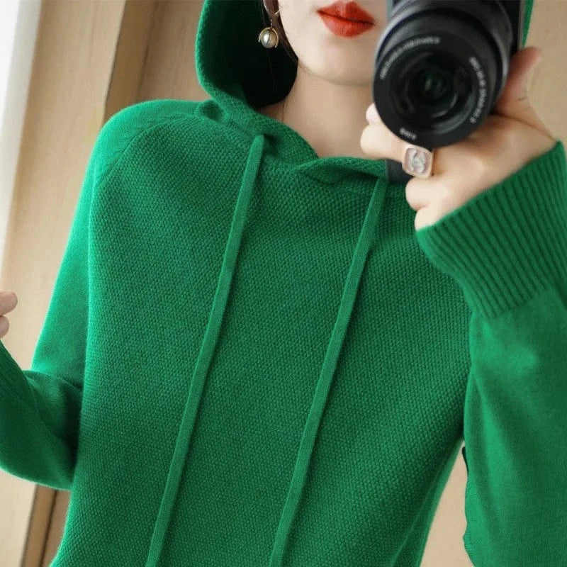 Wholesale Cheap Girls Knit Hoodie Sweater Pull Femme 2024 Womens Plus Size Loose Hooded Sweater Hoodies