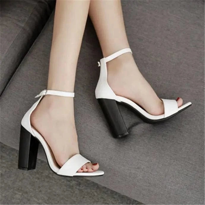 Wholesale cheap ladies office shoes new design ladies ankle straps high heel sandals for women