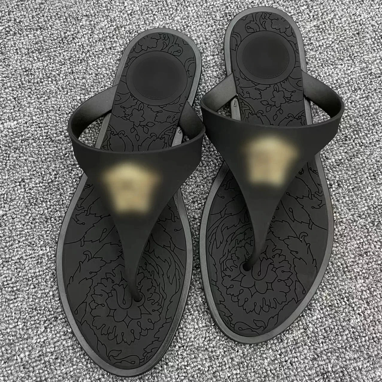 Wholesale designer brand sandal fashion summer ladies flat slipper black PU leather flip flops slippers for women