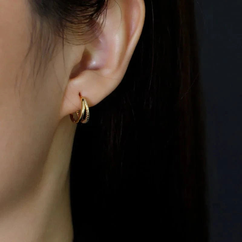 Wholesale Double Layer Circle Round 925 Sterling Silver Hoop Earrings For Girls Birthday Gifts