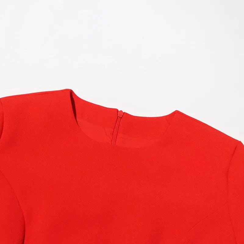 Wholesale Dress 2024 Spring Summer Fashion Style Women Flower Deco Long Sleeve Elegant Red Black Elegant Long Maxi Dress XL Size