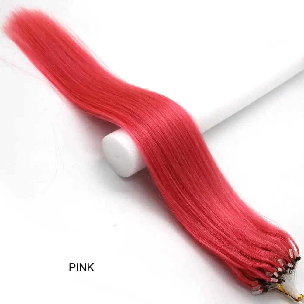 wholesale Factory 14-26inch 100s Micro Link Easy Loop Natural Human Hair Extensions Silk Straight micro ring ombre hair