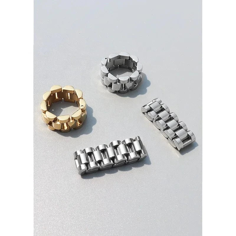 Wholesale Fashion Stainless Steel Gold Jewelry Adjust Women Rings