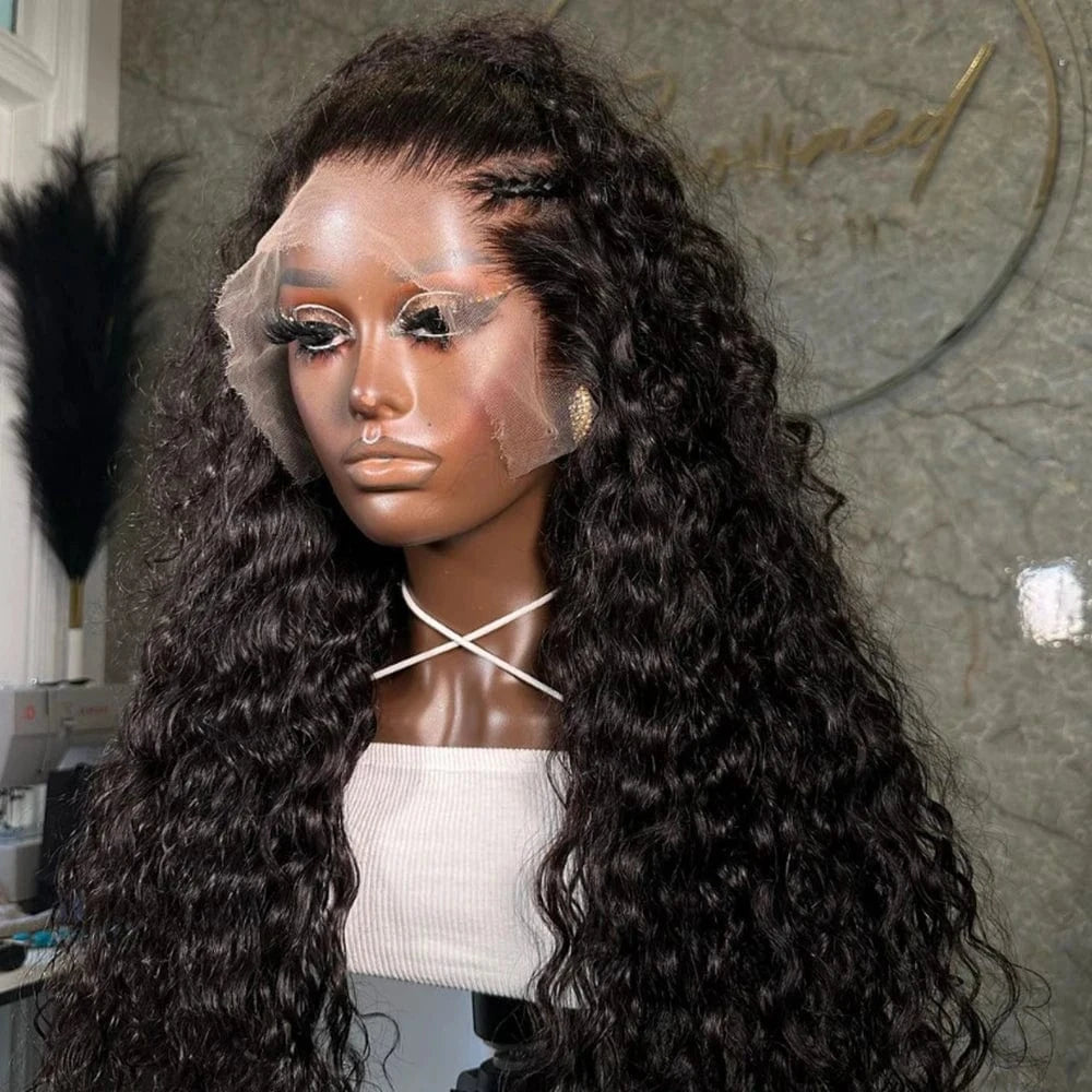 Wholesale HD Transparent Deep Wave Lace Frontal Wig 30 Inch Brazilian Deep Curly Lace Front Human Hair Wigs For black Women