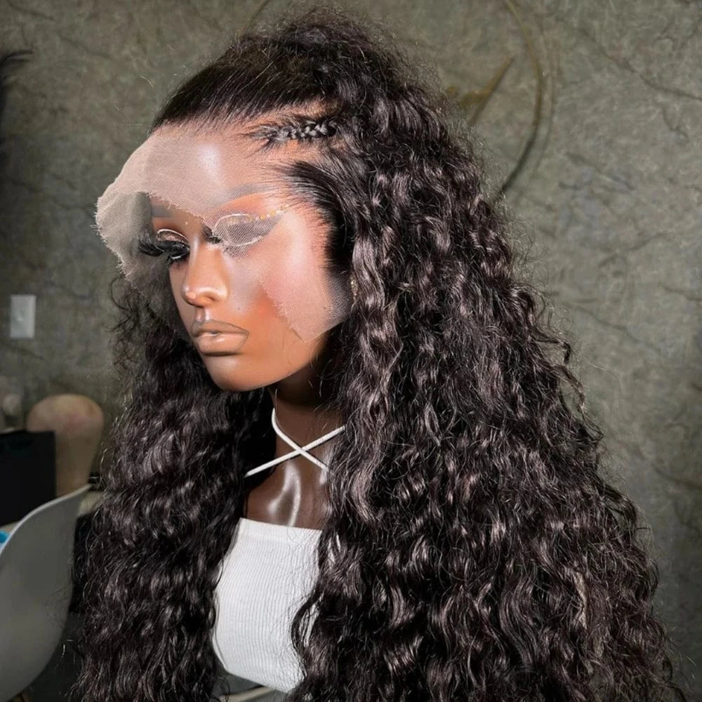 Wholesale HD Transparent Deep Wave Lace Frontal Wig 30 Inch Brazilian Deep Curly Lace Front Human Hair Wigs For black Women