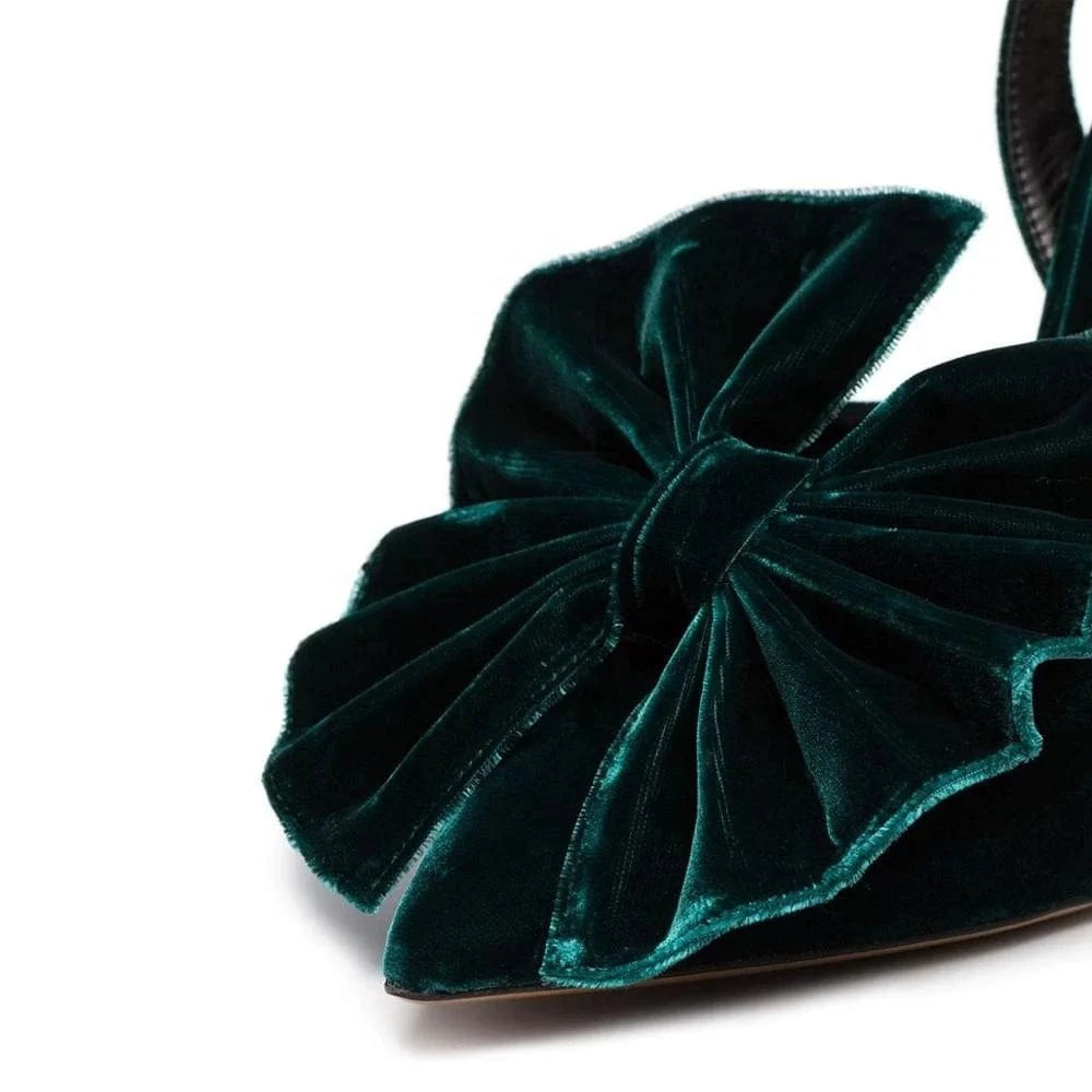 wholesale hot selling elegant velure fabric with big bow pointed toe high heel ladies pumps