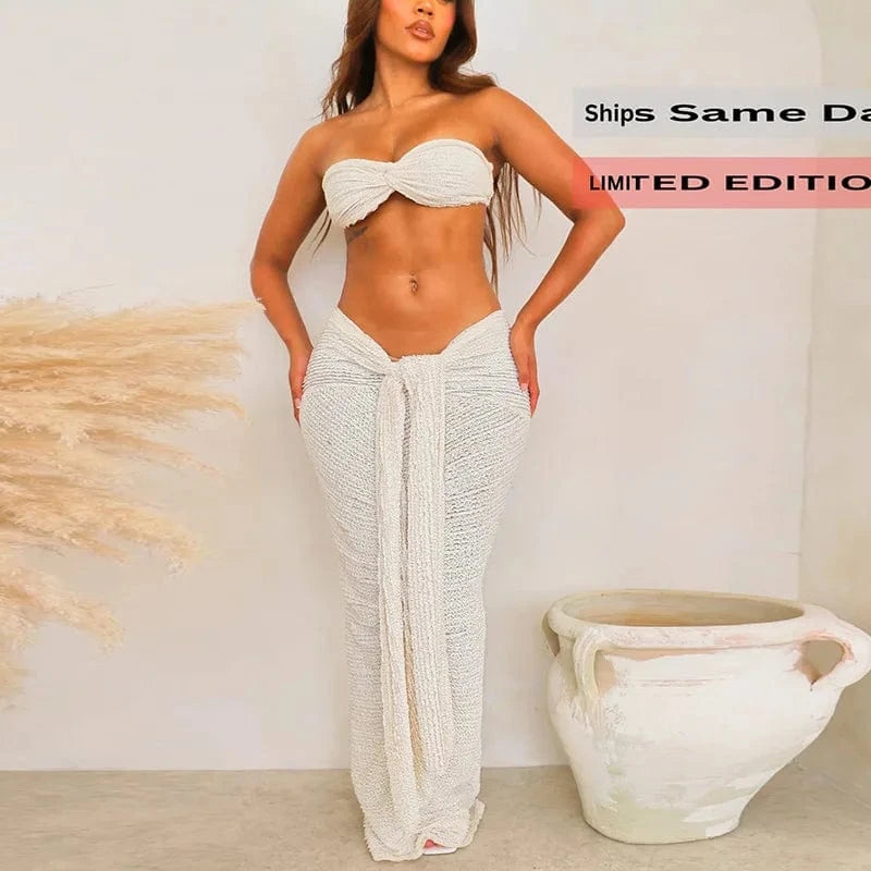 Wholesale Knitwear Long Skirt Bra Set 2-Piece Set For Women Spring 2024