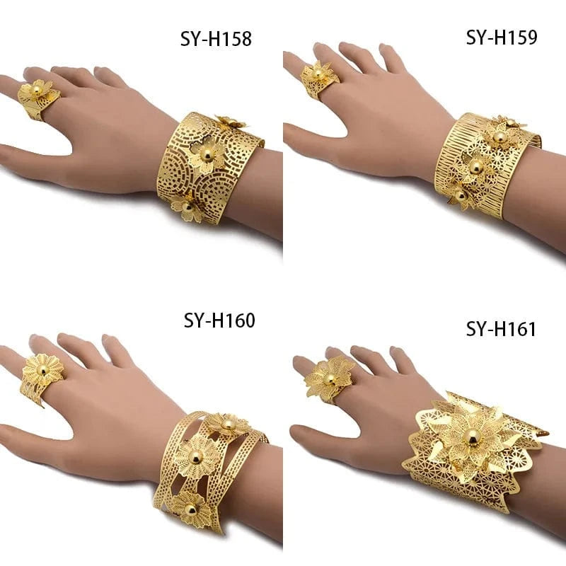 Wholesale Luxury Sets Hawaiian Indian Wedding Designers Charms For Bangles Bracelet Bangle And Ring Gold Plated