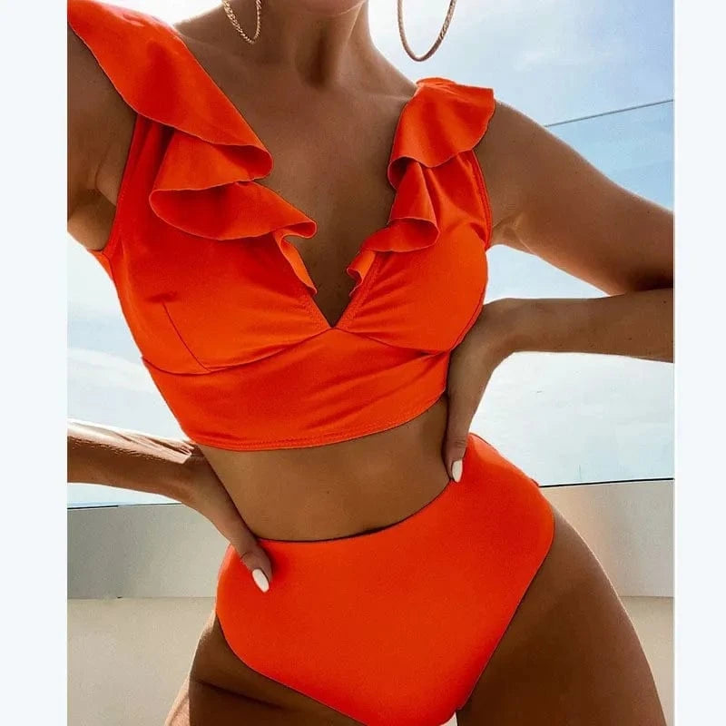 Wholesale New 2024 Swimsuit Custom Logo Split  V-Neck Split Swimsuit High Waist Split Sexy Micro Bikini Set swimsuits for women