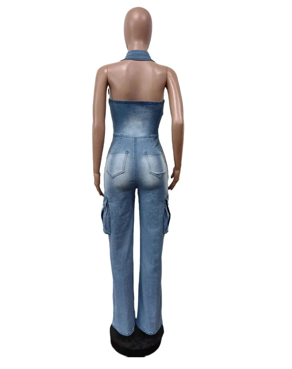 Wholesale New Casual Sleeveless Slim Fit Stretch Washed Denim Straight Leg Jumpsuit For Women Sehe Fashion