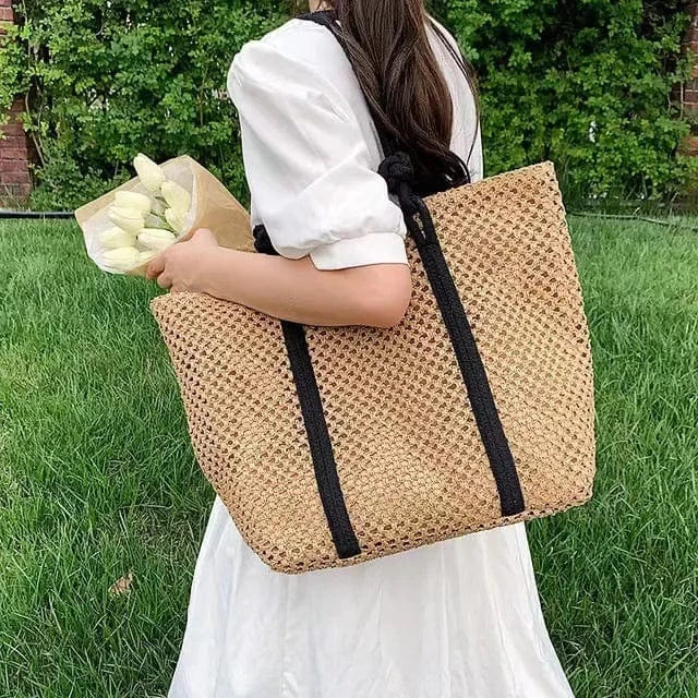 Wholesale New Fashion Straw Handbags Tote Bag lady beach bags lady design woven purses for women