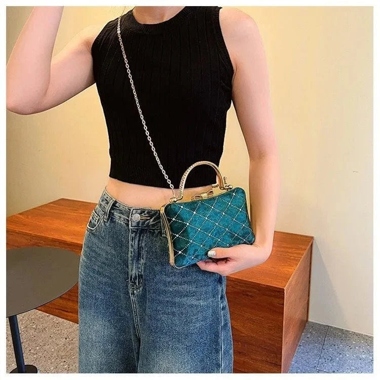 Wholesale New Fashion Velvet Ladies Box Bags Handbag Shoulder Crossbody Luxury Women Hand Dinner Bags For Party