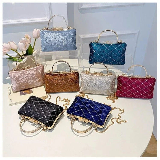 Wholesale New Fashion Velvet Ladies Box Bags Handbag Shoulder Crossbody Luxury Women Hand Dinner Bags For Party