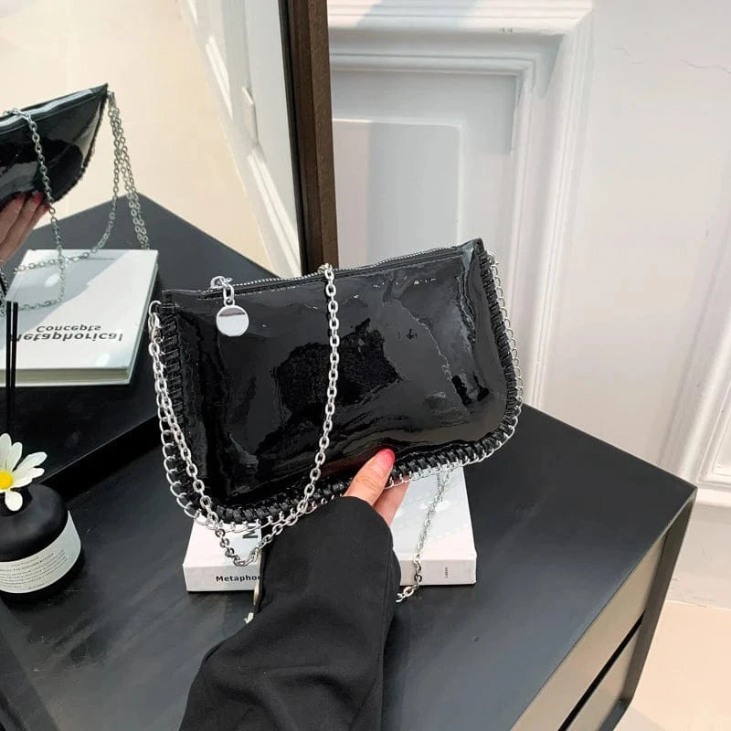 Wholesale New Glossy Fashion pu bags box shoulder handbags jelly bags for women sac a main femm