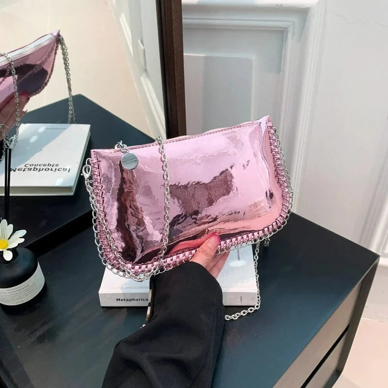 Wholesale New Glossy Fashion pu bags box shoulder handbags jelly bags for women sac a main femm