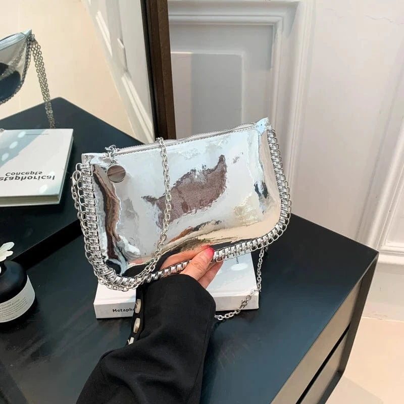 Wholesale New Glossy Fashion pu bags box shoulder handbags jelly bags for women sac a main femm