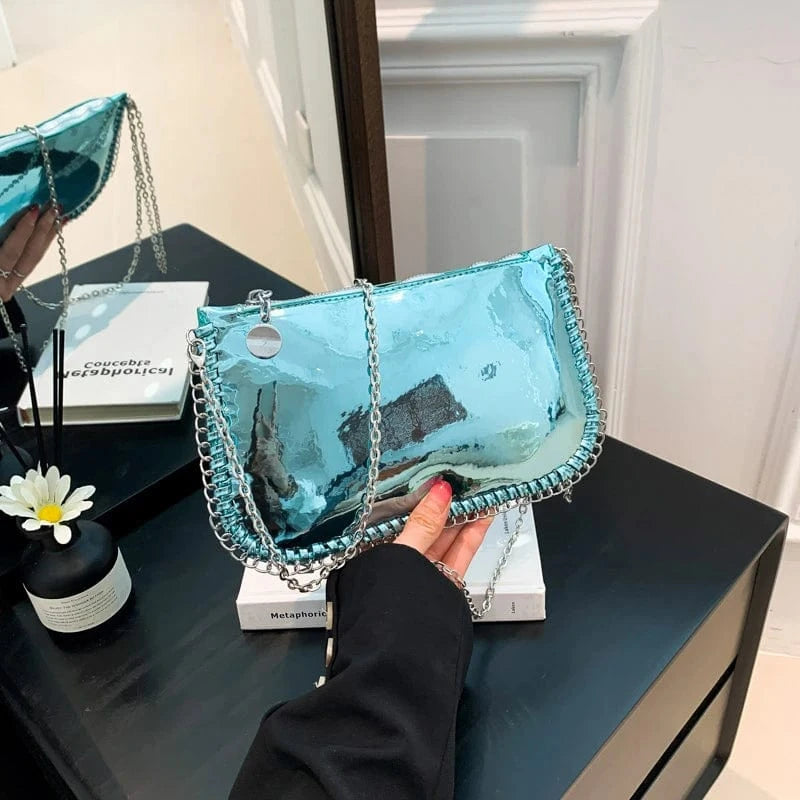 Wholesale New Glossy Fashion pu bags box shoulder handbags jelly bags for women sac a main femm