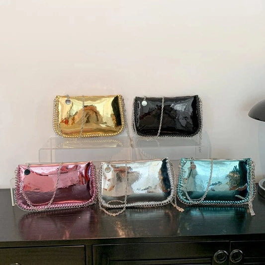 Wholesale New Glossy Fashion pu bags box shoulder handbags jelly bags for women sac a main femm