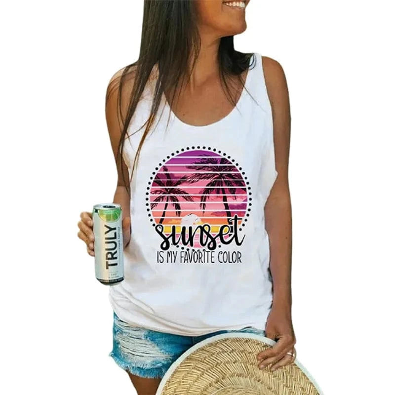 Wholesale New Hot Sale Vest Black Letter Printing Casual Loose for Women Clothing Tank Tops 2023