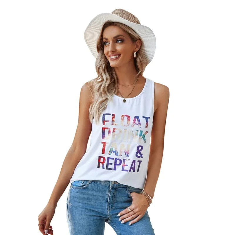 Wholesale New Hot Sale Vest Black Letter Printing Casual Loose for Women Clothing Tank Tops 2023