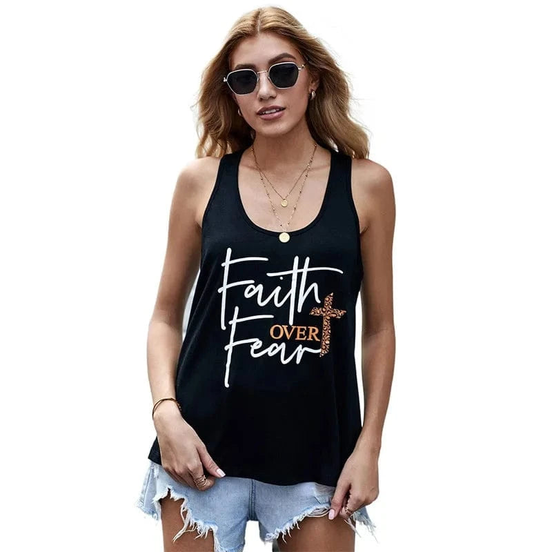 Wholesale New Hot Sale Vest Black Letter Printing Casual Loose for Women Clothing Tank Tops 2023