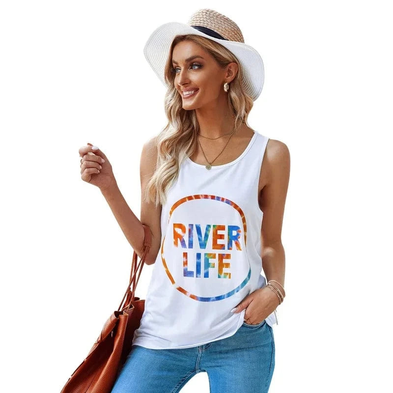Wholesale New Hot Sale Vest Black Letter Printing Casual Loose for Women Clothing Tank Tops 2023