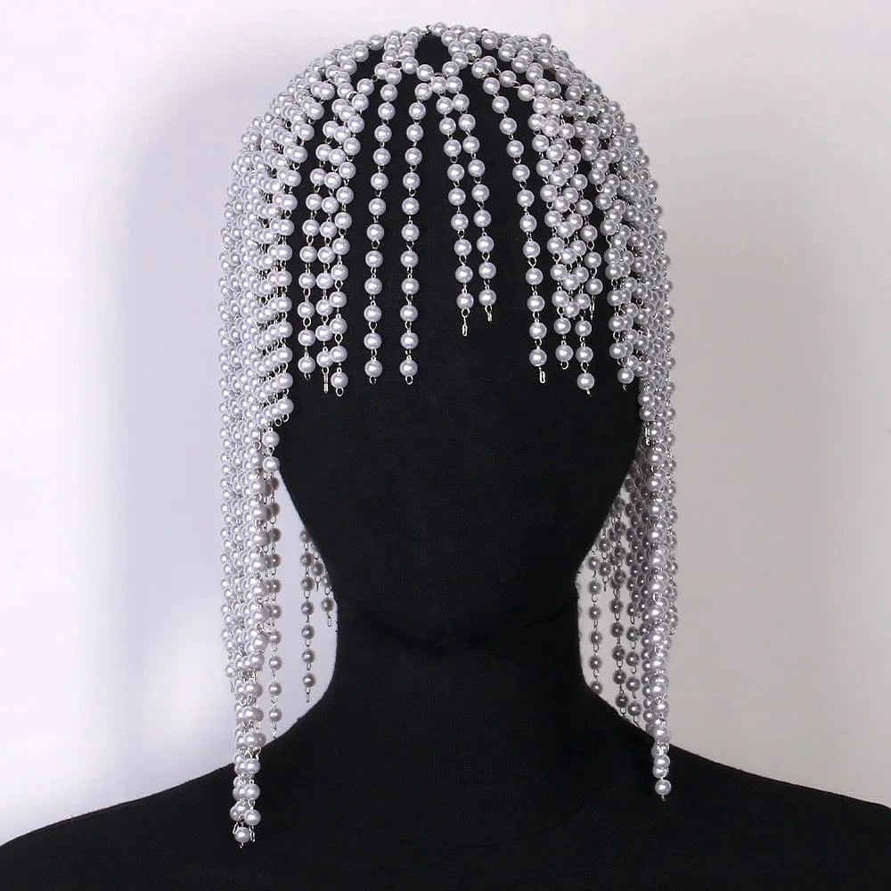 Wholesale Pearl Tassel Hair Accessories For Women Wedding Bride Jewelry Fashion Tassel Hair Chain Jewelry Gift